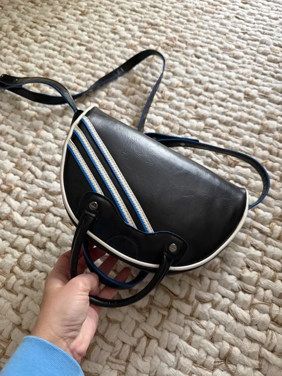 adidas Black Mini Crossbody with White Trefoil and Blue Trim - Picture 6 of 16